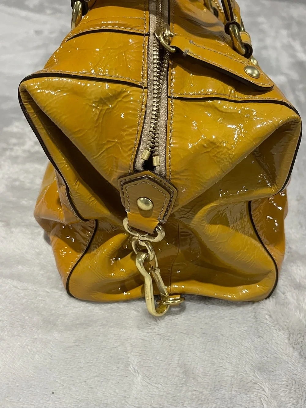 COACH Vintage Ashley Patent Leather Satchel Bag Mustard Yellow EUC